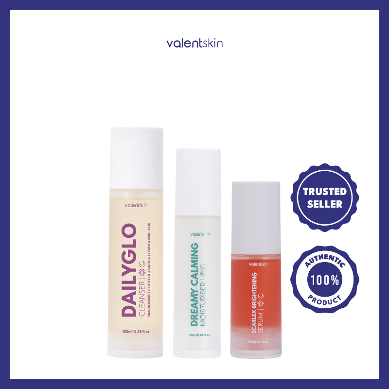 Valent Skin Set 1 - Dailyglo Cleanser + Dreamy Calming Moisturiser + Scarlex Brightening Serum