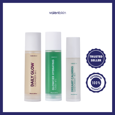 Valent Skin Set 2 - Daily Glow Cleanser + Dreamy Calming Moisturiser + Glowcier Hydrating Toner